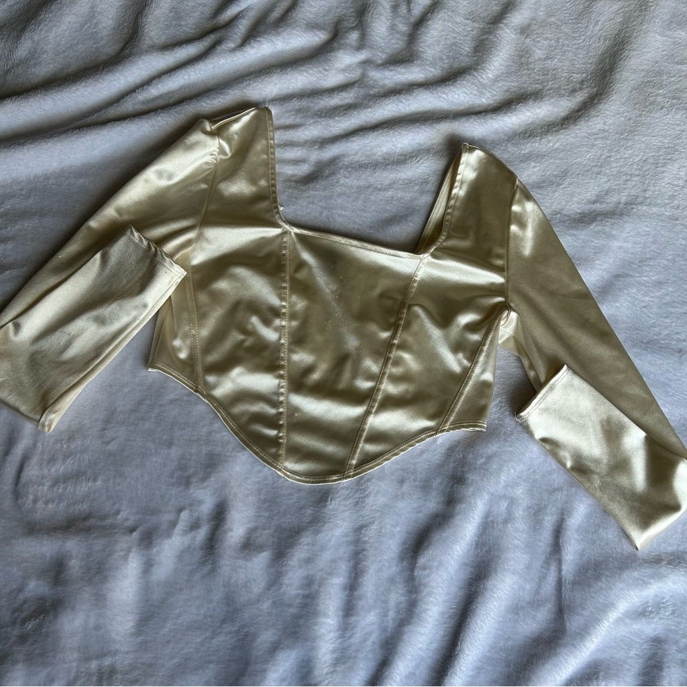 long sleeve silk corset top